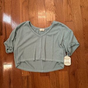 NWT Altar’d State Alessia Ribbed Top light blue green color women’s size medium
